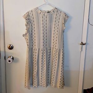 Cream Lace Flutter Sleeve Dress